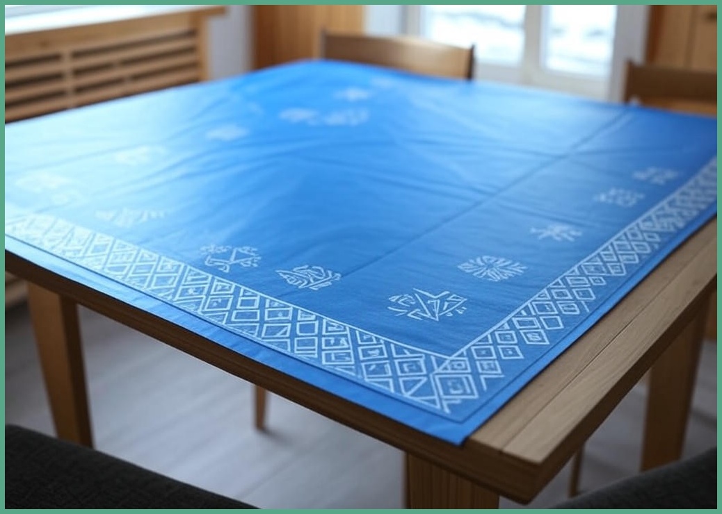 폴라 북유럽 방수 인테리어 테이블보, 블루 기하학, 폭 140cm x 길이 220cm, 1개 - 이미지 1